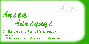 anita adrianyi business card